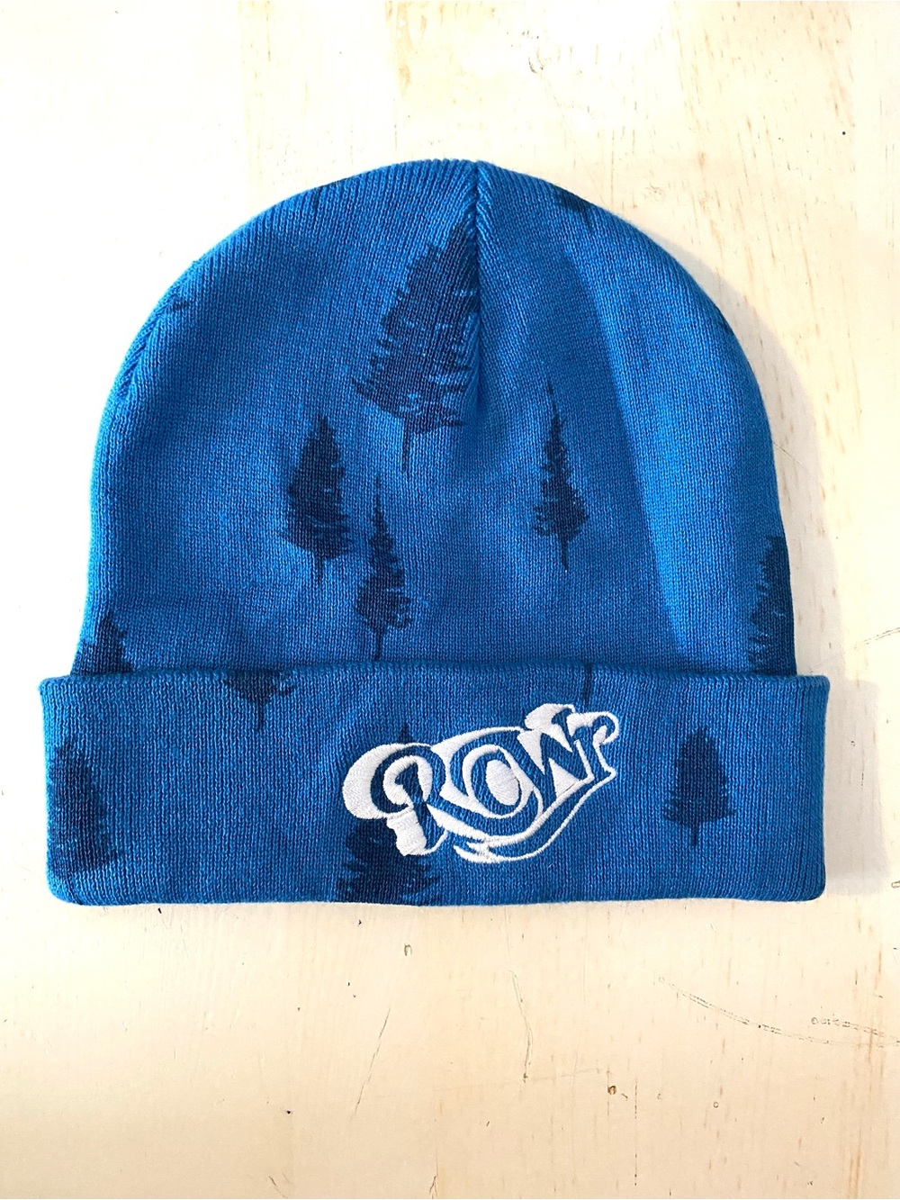 Rocawear Boys Blue Tree Print Embroidered Logo Cuff Beanie Y2K Hip Hop